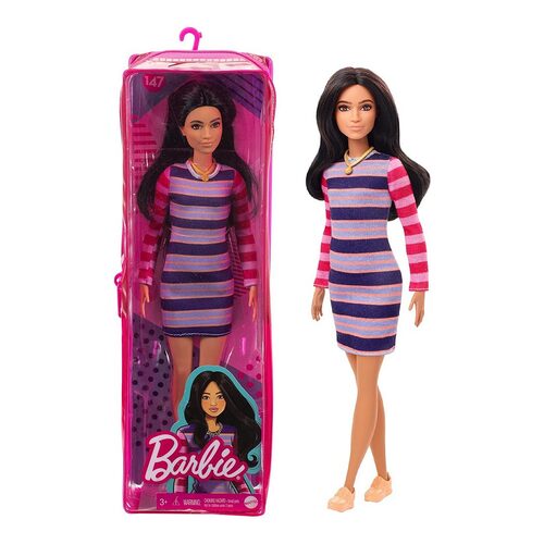 Barbie Fashionistas Doll 147 Striped Long Sleeve Dress