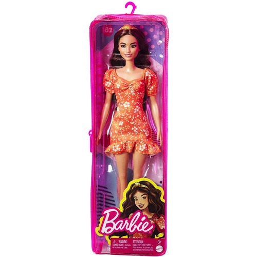Barbie Fashionistas Doll 182 Orange Floral Print Dress