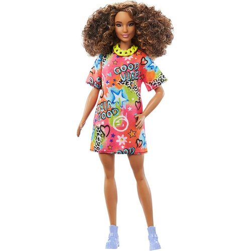 Barbie Fashionistas Doll 201 Good Vibes T-Shirt Dress