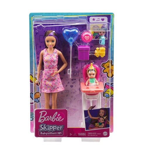 Barbie Skipper Babysitters Inc Dolls & Party Playset Brown/Purple Hair