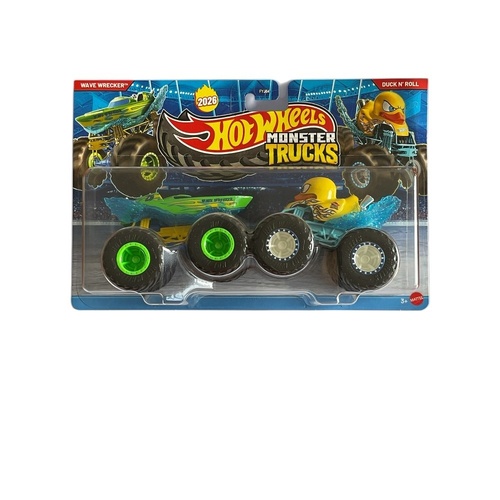 Hot Wheels Monster Trucks 2 Pack 2026 - Wave Wrecker & Duck N' Roll