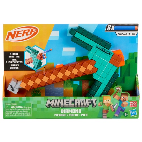 Nerf Minecraft Diamond Pickaxe Dart Blaster