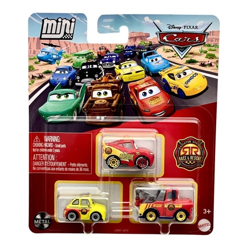 Disney Pixar Cars Mini Racers Radiator Springs Race & Rescue 3-Pack - Luigi, Lightning McQueen & Mater