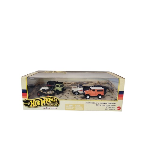 Hot Wheels Premium Collection Horizon Hauler Toyota Land Cruiser FJ43 Meyers Manx 1957 Jeep FC
