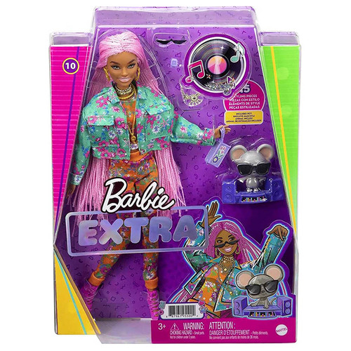 Barbie Extra Doll #10 Pink Braids & DJ Mouse