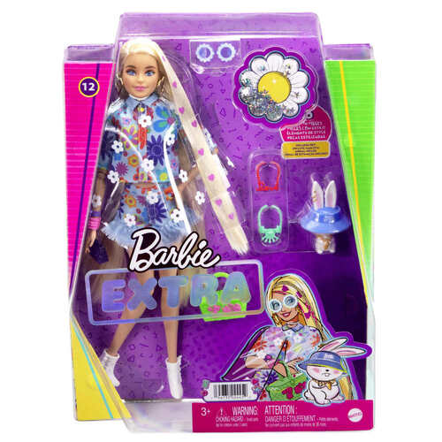 Barbie Extra Doll #12 in Floral 2-piece & Pet Bunny
