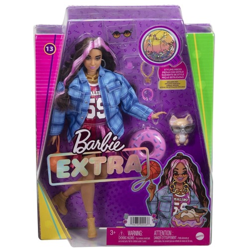 Barbie Extra Doll #13 in Basketball Jersey Dress & Pet Corgi