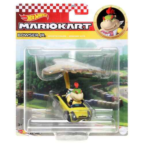 Hot Wheels Mario Kart Bowser JR Sports Coupe + Bowser Kite