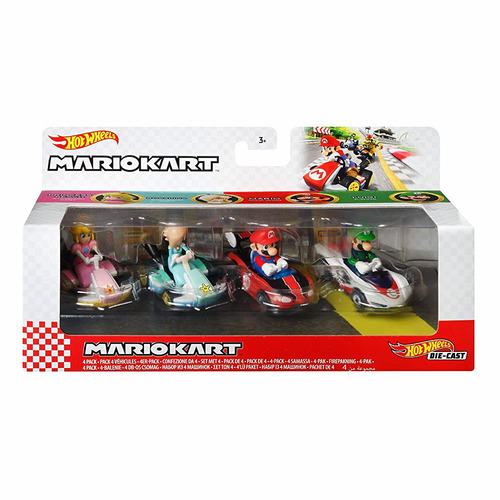 Hot Wheels Mario Kart 4 Pack Princess Peach Rosalina Mario Luigi