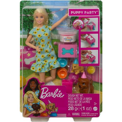 Barbie Doll & Puppy Party Playset with 2 Pet Puppies