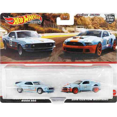 Hot Wheels Premium Car Culture 2 Pack Ford Mustang Boss 302 / 2014 Custom Mustang