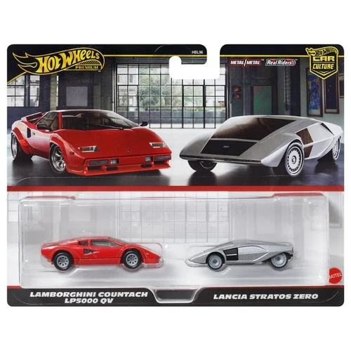 Hot Wheels Premium Lamborghini Countach LP5000 QV & Lancia Stratos Zero 2pck