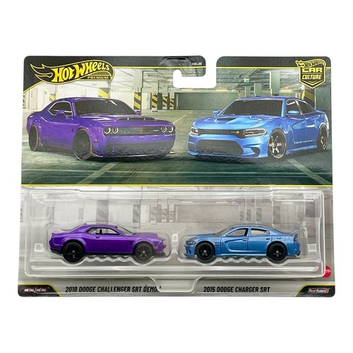 Hot Wheels Premium Car Culture 2 Pack 2018 Dodge Challenger SRT Demon / 2015 Dodge Charger SRT