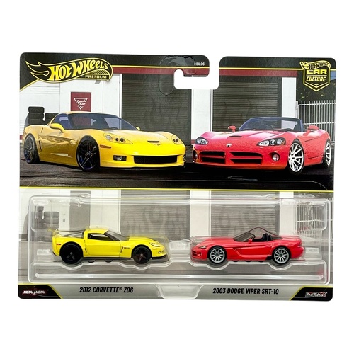 Hot Wheels Premium Car Culture 2 Pack - 2012 Corvette Z06 & 2003 Dodge Viper SRT-10