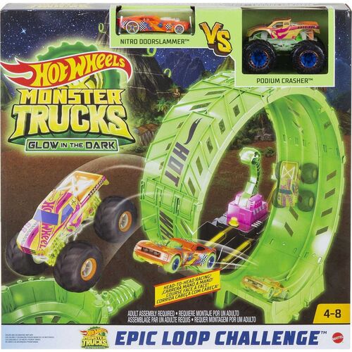 Hot Wheels Monster Trucks Glow-In-The Dark Epic Loop Challenge Playset