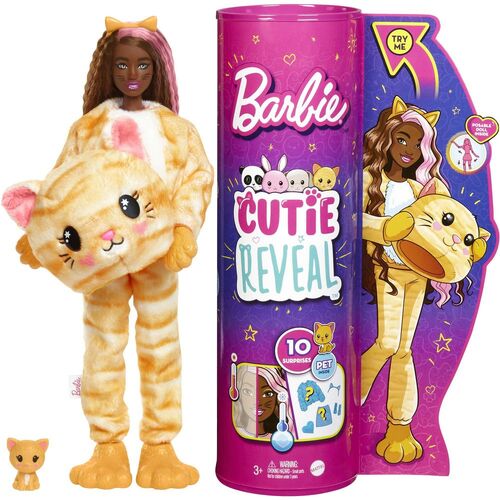 Barbie Cutie Reveal Doll with Kitty Plush Costume & 10 Surprises