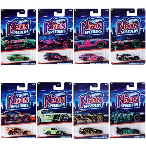 Hot Wheels Neon Speeders Set of 8