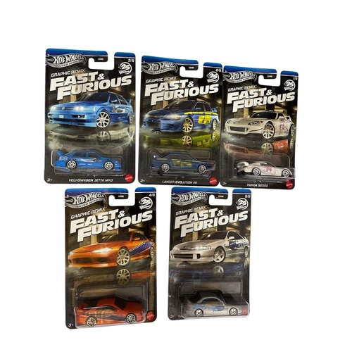 HOT WHEELS FAST & FURIOUS GRAPHIC REMIX Set of 5