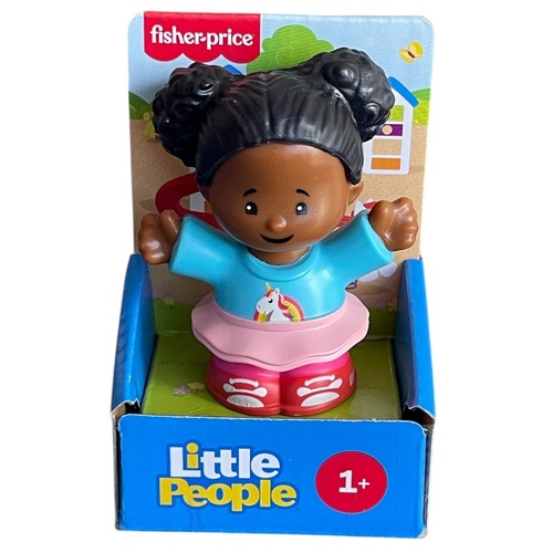 Little People Single Figure - Girl In Unicorn Shirt and Pink Skirt