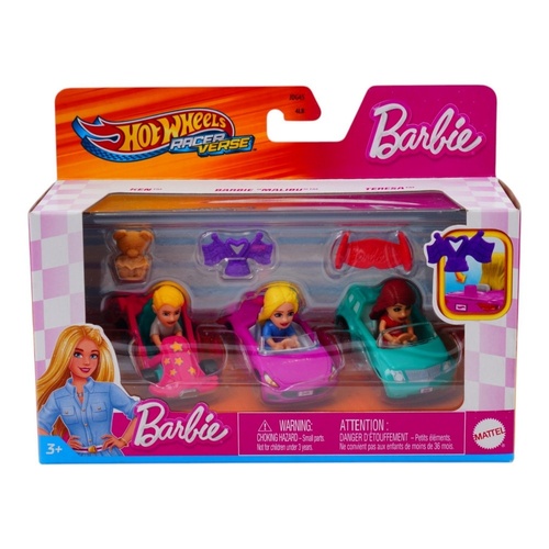 Hot Wheels Racer Verse Barbie 3PK