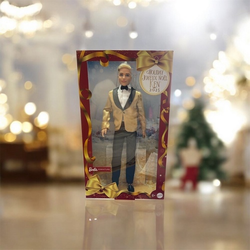 Barbie Signature 2025 Holiday Ken Doll Full Suit with Golden Jacket 
