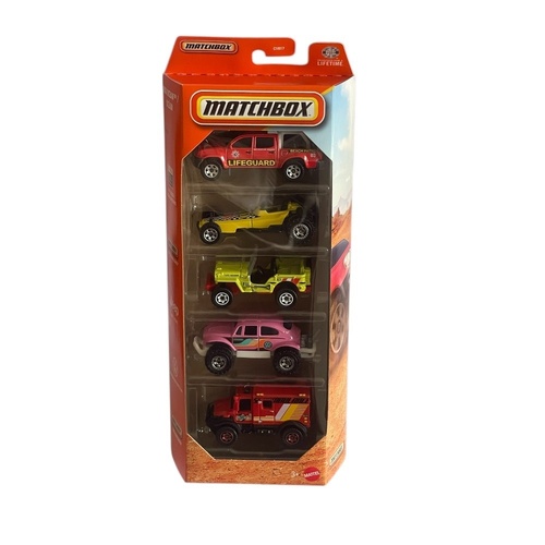 Hot Wheels 5-Pack - Pierce Arrow XT Fire Engine & Ford F-550 Super Duty & Bay Brigade & Trail Tracker & 2009 Ford E-350 Ambulance