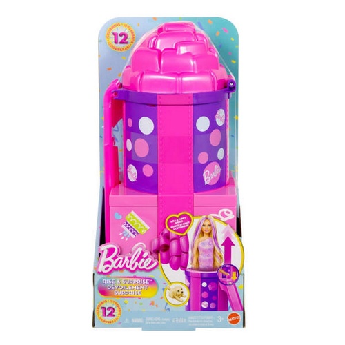 Barbie Rise & Surprise Pet Birthday Doll Playset with Slide & 12 Surprises