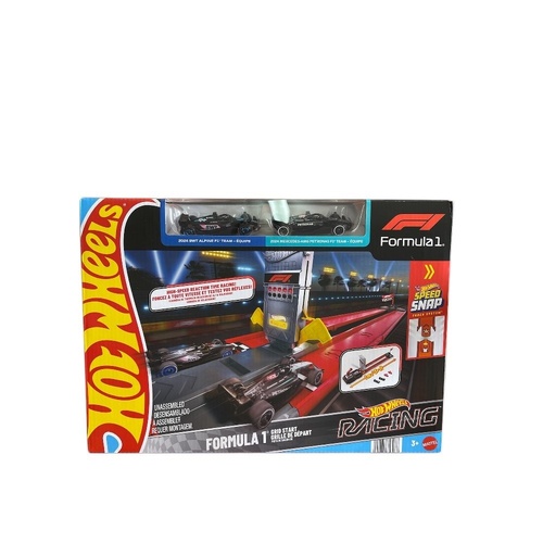 Hot Wheels Racing Formula 1 Grid Start Trackset  with Two Die-Cast Cars 1:64