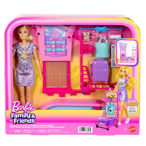 Barbie Malibu Travel Doll Baggage Claim Playset & Accessories