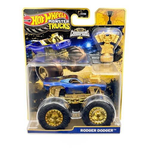 Hot Wheels Monster Trucks Trophy Champions 1:64 Rodger Dodger with Trophy