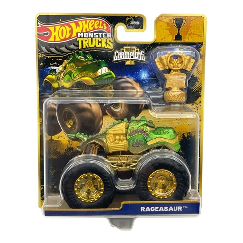 Hot Wheels Monster Trucks Trophy Champions 1:64 Rageasaur with Trophy