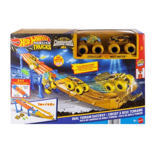Hot Wheels Monster Trucks Trophy Champions Dual Terrain Raceway Playset
